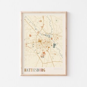 Hattiesburg Map Poster, Hattiesburg Print, Hattiesburg Poster, Hattiesburg Wall Art, Mississippi, Travel Gift, Boho Print
