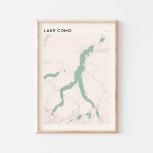 Affiche de carte du lac de Côme, impression du lac de Côme, affiche du lac de Côme, art mural lac de Côme, Italie, cadeau de voyage, affiche Scandi