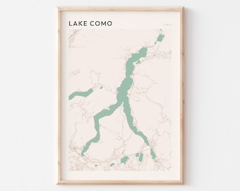 Lake Como Map Poster, Lake Como Print, Lake Como Poster, Lake Como Wall Art, Italy, Travel Gift, Scandi Poster