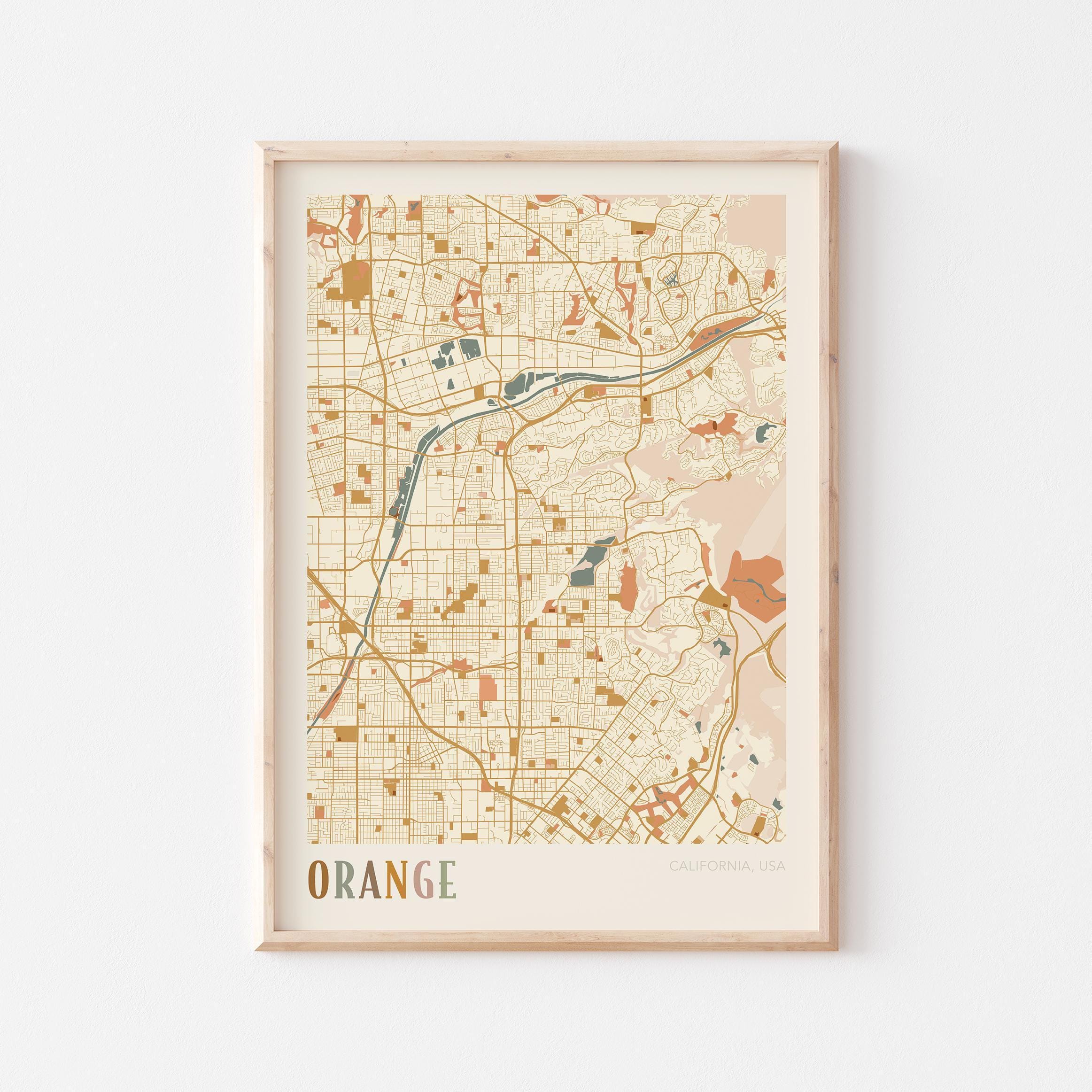Orange & Parkカリフォルニア 地図 アートフレーム Orange & Park