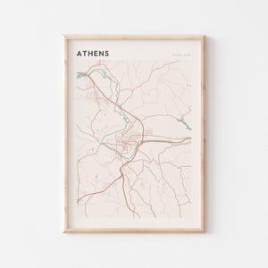 Athens Map Poster, Athens Print, Athens Poster, Athens Wall Art, Ohio, Travel Gift, Scandi Poster