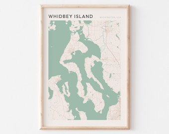 Whidbey Island Map Poster, Whidbey Island Print, Whidbey Island Poster, Whidbey Island Wall Art, Washington, Travel Gift, Minimalist Print
