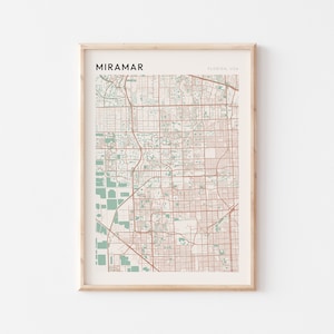 Miramar-kaartposter, Miramar-afdruk, Miramar-poster, Miramar-kunst aan de muur, Miramar-stadskaart, Florida, reiscadeau, muurdecoratie boerderij