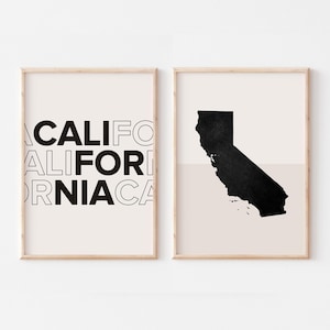 Lot de 2 estampes Californie, impression Californie, affiche carte Californie, carte Californie impression art mural bohème minimaliste, art mural Californie