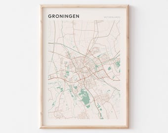 Groningen Map Poster, Groningen Print, Groningen Poster, Groningen Wall Art, Netherlands, Travel Gift, Scandi Poster