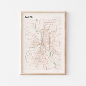 Salem Map Poster, Salem Print, Salem Poster, Salem Wall Art, Oregon, Travel Gift, Farmhouse Decor