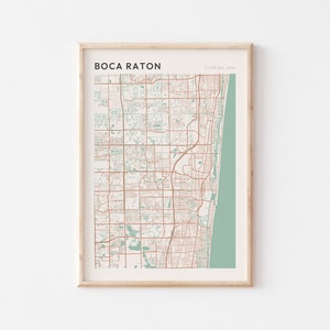 Boca Raton-kaartposter, Boca Raton-print, Boca Raton-poster, Boca Raton-muurkunst, Boca Raton-stadskaart, Florida, reiscadeau