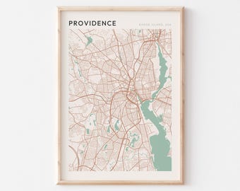 Providence-kaartposter, Providence-afdruk, Providence-poster, Providence-muurkunst, Rhode Island, reiscadeau, minimalistische poster