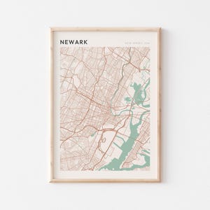 Affiche de carte de Newark, impression de Newark, affiche de Newark, art mural Newark, New Jersey, cadeau de voyage, art mural minimaliste