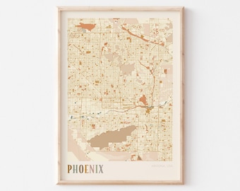 Phoenix Map Poster, Phoenix Wall Art, Phoenix City Map, Phoenix Print, Phoenix Poster, Phoenix Arizona United States, Boho Wall Art