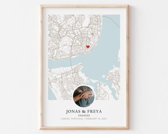 Engagement Gift, Engagement Print, Gift For Engaged Couple, Personalised Map Print, Engagement Gift For Her, Engagement Gifts