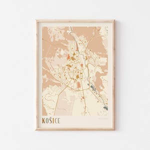 Kosice Map Poster, Kosice Print, Kosice Poster, Kosice Wall Art, Slovakia, Travel Gift, Boho Wall Art