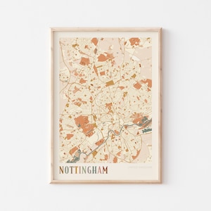 Nottingham Karte Poster, Nottingham Poster, Nottingham Wandkunst, Nottingham Druck, Nottingham Karte Druck, Vereinigtes Königreich, Boho Wandkunst