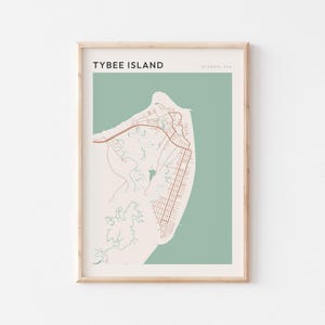 Affiche de carte de Tybee Island, impression de Tybee Island, affiche de Tybee Island, art mural Tybee Island, Géorgie, cadeau de voyage, décoration murale de ferme