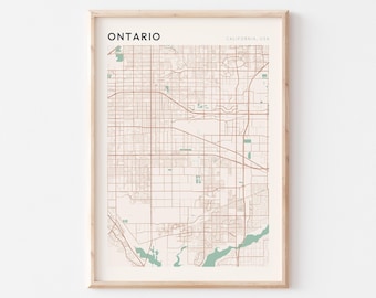 Affiche de carte de l'Ontario, impression de l'Ontario, affiche de l'Ontario, art mural de l'Ontario, Californie, cadeau de voyage, Art minimaliste