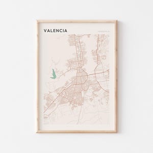 Affiche de carte de Valence, impression de Valence, affiche de Valence, art mural de Valence, Venezuela, cadeau de voyage, art minimaliste