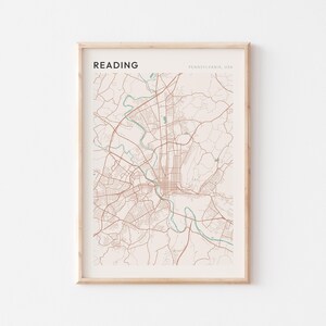 Lezen kaartposter, lezing print, lezing poster, lezing kunst aan de muur, Pennsylvania, reiscadeau, boerderij decor