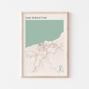 San Sebastian Karte Poster, San Sebastian Wandkunst, San Sebastian Wandkunst, Spanien, Reisegeschenk, Minimalistischer Druck
