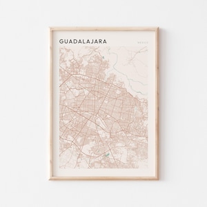 Guadalajara Map Poster, Guadalajara Print, Guadalajara Poster, Guadalajara Wall Art, Mexico, Travel Gift, Farmhouse Wall Decor