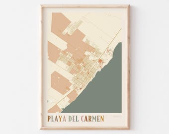 Playa Del Carmen Map Poster, Playa Del Carmen Print, Playa Del Carmen Poster, Playa Del Carmen Wall Art, Mexico, Travel Gift, Boho Poster