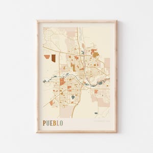 Pueblo Map Poster, Pueblo Print, Pueblo Poster, Pueblo Wall Art, Colorado, Travel Gift, Boho Print