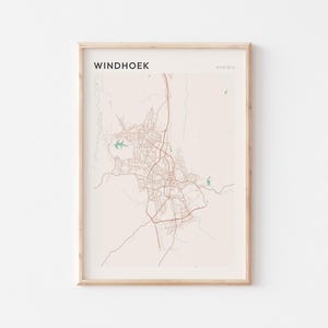 Affiche de carte de Windhoek, impression de Windhoek, affiche de Windhoek, art mural de Windhoek, Namibie Afrique, cadeau de voyage, art minimaliste