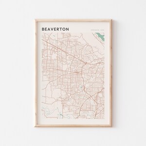 Affiche de carte de Beaverton, impression de Beaverton, affiche de Beaverton, art mural Beaverton, Oregon, cadeau de voyage, décoration de ferme