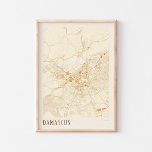 Damascus Map Poster, Damascus Print, Damascus Poster, Damascus Wall Art, Syria, Travel Gift, Boho Wall Art