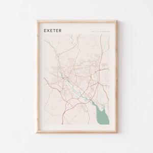 Exeter Map Poster, Exeter Print, Exeter Poster, Exeter Wall Art, United Kingdom, Travel Gift, Farmhouse Wall Decor