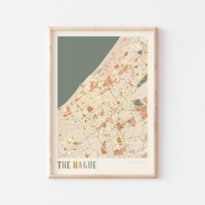 Affiche de carte de La Haye, impression de La Haye, affiche de La Haye, art mural La Haye, Pays-Bas, cadeau de voyage, art mural bohème