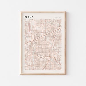 Affiche de carte Plano, impression Plano, affiche Plano, art mural Plano, Texas, cadeau de voyage, impression minimaliste