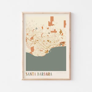 Santa Barbara Karte Poster, Santa Barbara Druck, Santa Barbara Poster, Santa Barbara Wandkunst, Kalifornien, Reisegeschenk, Boho Wandkunst