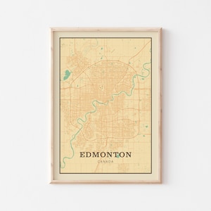 Affiche de carte d'Edmonton, art mural d'Edmonton, affiche d'Edmonton, art mural d'Edmonton, impression de carte d'Edmonton, Edmonton Canada, carte de l'Alberta