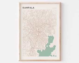 Kampala Map Poster, Kampala Print, Kampala Poster, Kampala Wall Art, Uganda Africa, Travel Gift, Minimalist Art