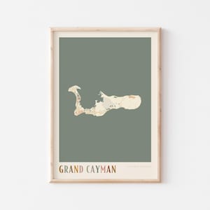 Póster con mapa de Gran Caimán, impresión de Gran Caimán, póster de Gran Caimán, arte mural de Gran Caimán, Islas Caimán, regalo de viaje, decoración bohemia