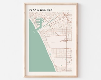 Playa Del Rey Map Poster, Playa Del Rey Print, Playa Del Rey Poster, Playa Del Rey Wall Art, California, Travel Gift, Minimalist Art