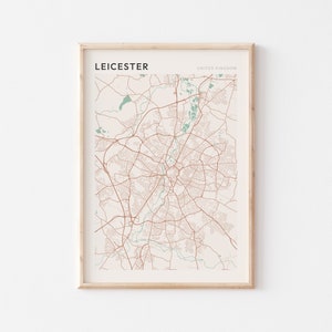 Leicester Karte Poster, Leicester Poster, Leicester Wandkunst, Leicester Druck, Leicester Karte Druck, Leicester Reisen, Vereinigtes Königreich
