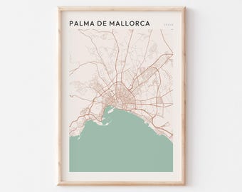 Palma de Mallorca Map Poster, Palma de Mallorca Print, Palma de Mallorca Poster, Palma de Mallorca Wall Art, Spain, Travel, Minimalist Print