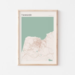Affiche de carte de Tanger, impression de Tanger, affiche de Tanger, art mural Tanger, Maroc Afrique, cadeau de voyage, art minimaliste