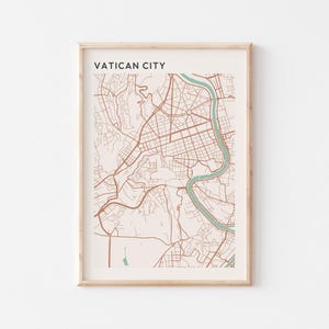 Cartaz do mapa da Cidade do Vaticano, Impressão da Cidade do Vaticano, Cartaz da Cidade do Vaticano, Arte de parede da Cidade do Vaticano, Itália, Presente de viagem, Cartaz escandinavo
