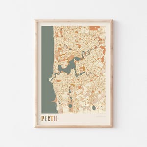 Affiche de la carte de Perth, art mural Perth, carte de Perth, affiche de Perth, impression de Perth, voyage à Perth, Australie de Perth, carte de Perth, art mural bohème de voyage à Perth