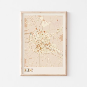Reims Karte Poster, Reims Druck, Reims Poster, Reims Wandkunst, Frankreich, Reisegeschenk, Boho Print