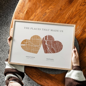 Personalisierte Herzkarte Poster, Herzkarte Druck, Herz Druck, Geschenk zum Jahrestag, Verlobungsgeschenk, individuelle Herzkarte Druck Poster, Herz Geschenk