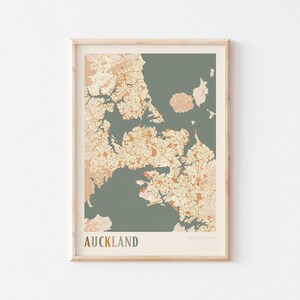 Affiche de carte d'Auckland, art mural Auckland, affiche d'Auckland, impression d'Auckland, Auckland Nouvelle-Zélande, impression de carte d'Auckland, art mural bohème