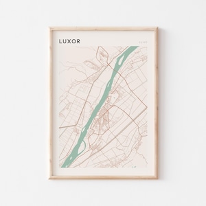Affiche de carte de Louxor, impression de Louxor, affiche de Louxor, art mural de Louxor, Egypte, cadeau de voyage, art minimaliste