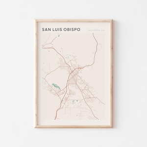San Luis Obispo Map Poster, San Luis Obispo Print, San Luis Obispo Poster, San Luis Obispo Wall Art, California, Farmhouse Wall Decor