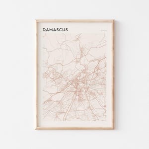 Damascus Map Poster, Damascus Print, Damascus Poster, Damascus Wall Art, Syria, Travel Gift, Scandi Print