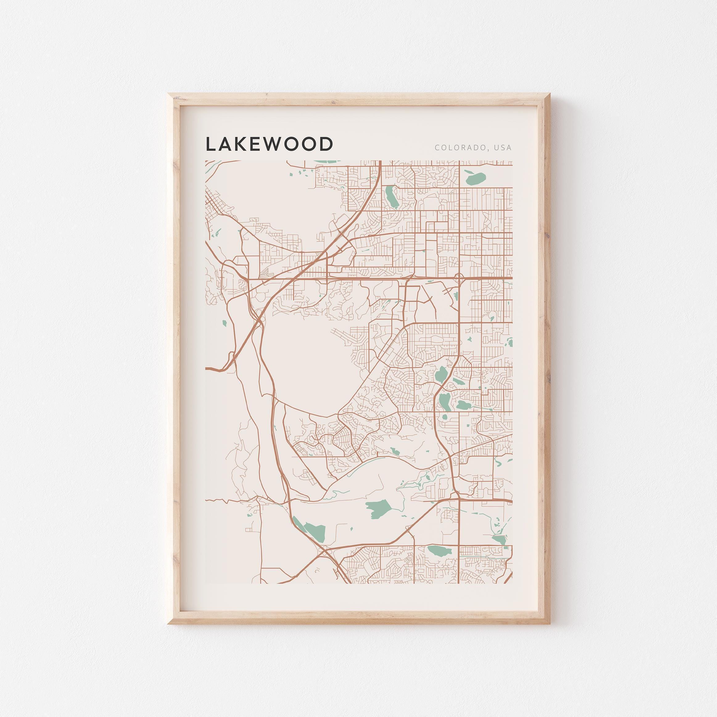 Lakewood Map Poster, Lakewood Print, Lakewood Poster, Lakewood Wall Art ...