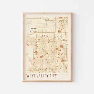 West Valley City kaart poster, West Valley City print, West Valley City poster, West Valley City kunst aan de muur, Utah, reiscadeau, boho decor