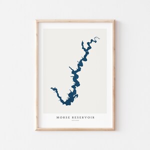 Bacino idrico di Morse, Stampa del bacino idrico di Morse, Poster del bacino idrico di Morse, Arte del bacino idrico di Morse, Arte murale del lago, Stampa della mappa del lago, Regalo per casa sul lago, Indiana